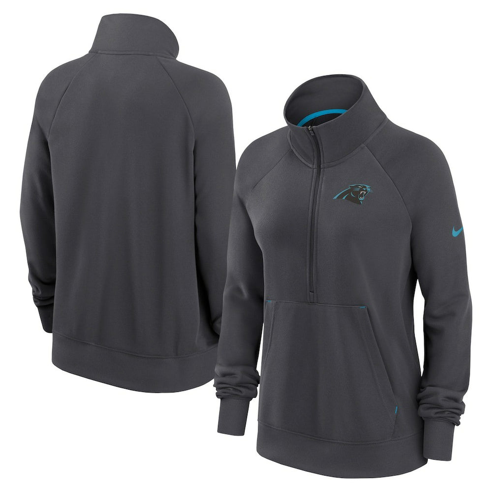 Carolina Panthers Women's Premium Raglan Performance Half-Zip Sweatshirt - Charcoal Sweatshirts