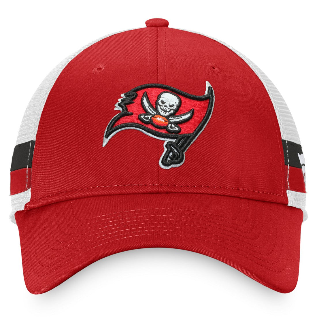 Tampa Bay Buccaneers Iconic Team Stripe Trucker Snapback Hat - Red/White Hats