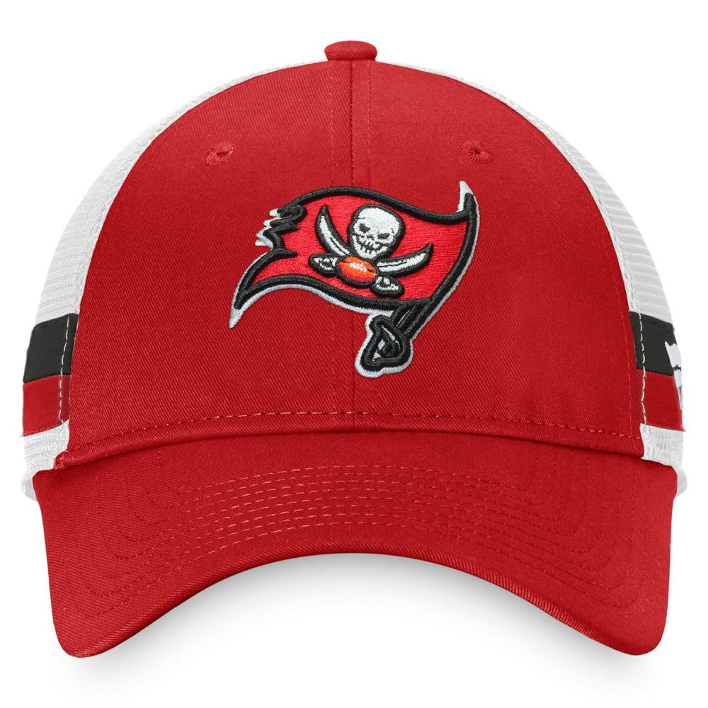 Tampa Bay Buccaneers Iconic Team Stripe Trucker Snapback Hat - Red/White Hats