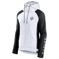 New Orleans Saints Women's End Around Lightweight Raglan Full-Zip Hoodie Jacket - White/Black Hoodies