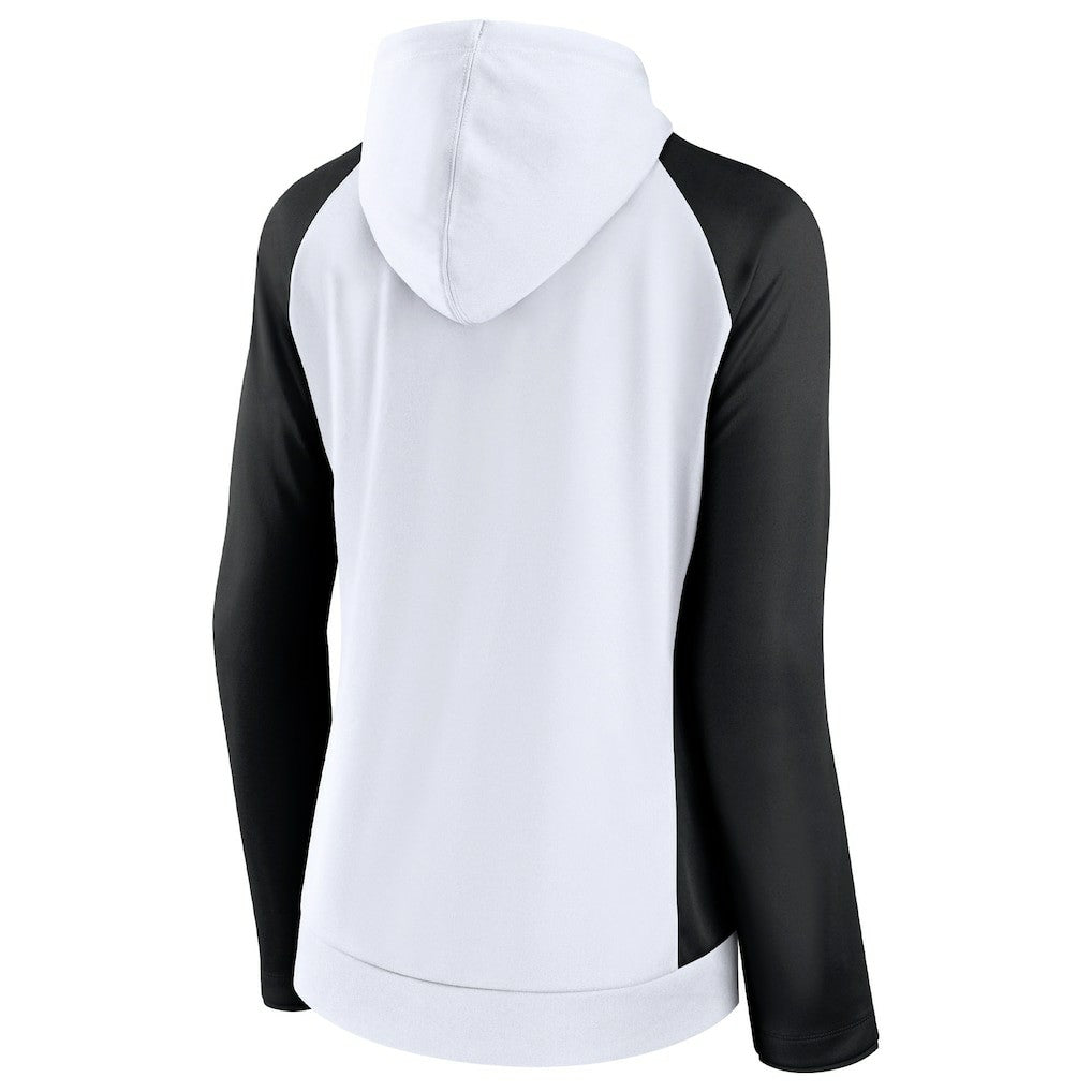 New Orleans Saints Women's End Around Lightweight Raglan Full-Zip Hoodie Jacket - White/Black Hoodies