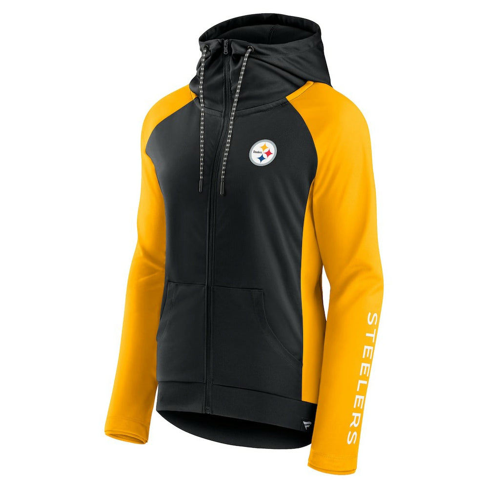 Pittsburgh Steelers Women's End Around Lightweight Raglan Full-Zip Hoodie Jacket - Black/Gold Hoodies