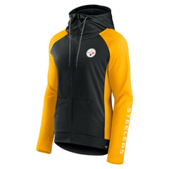 Pittsburgh Steelers Women's End Around Lightweight Raglan Full-Zip Hoodie Jacket - Black/Gold Hoodies