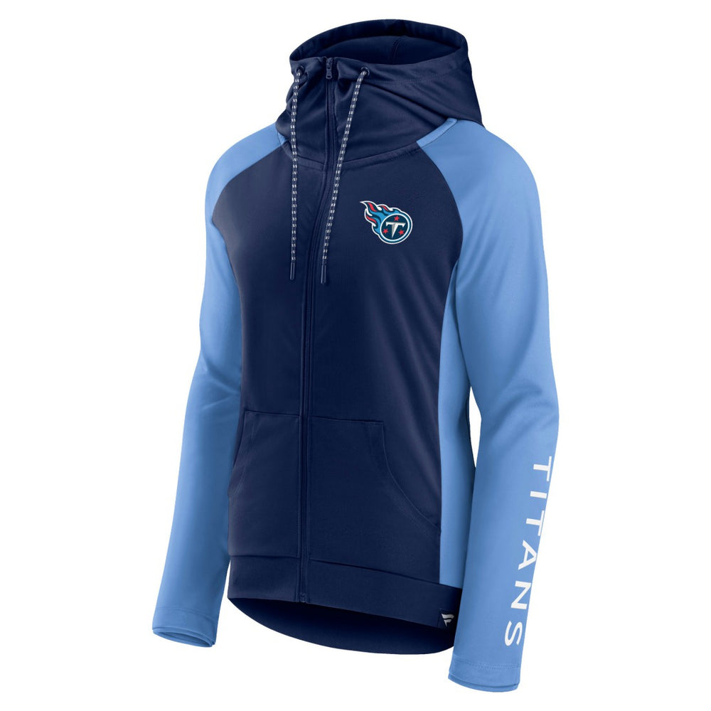 Tennessee Titans Women's End Around Lightweight Raglan Full-Zip Hoodie Jacket - Navy/Light Blue Hoodies