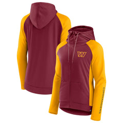 Washington Commanders Women's End Around Lightweight Raglan Full-Zip Hoodie Jacket - Burgundy/Gold Hoodies