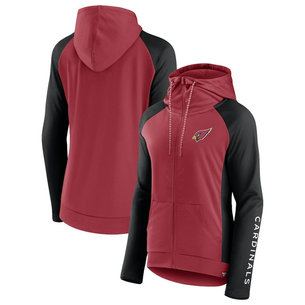 Arizona Cardinals Women's End Around Lightweight Raglan Full-Zip Hoodie Jacket - Cardinal/Black Hoodies