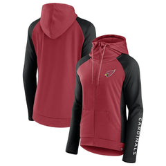 Arizona Cardinals Women's End Around Lightweight Raglan Full-Zip Hoodie Jacket - Cardinal/Black Hoodies