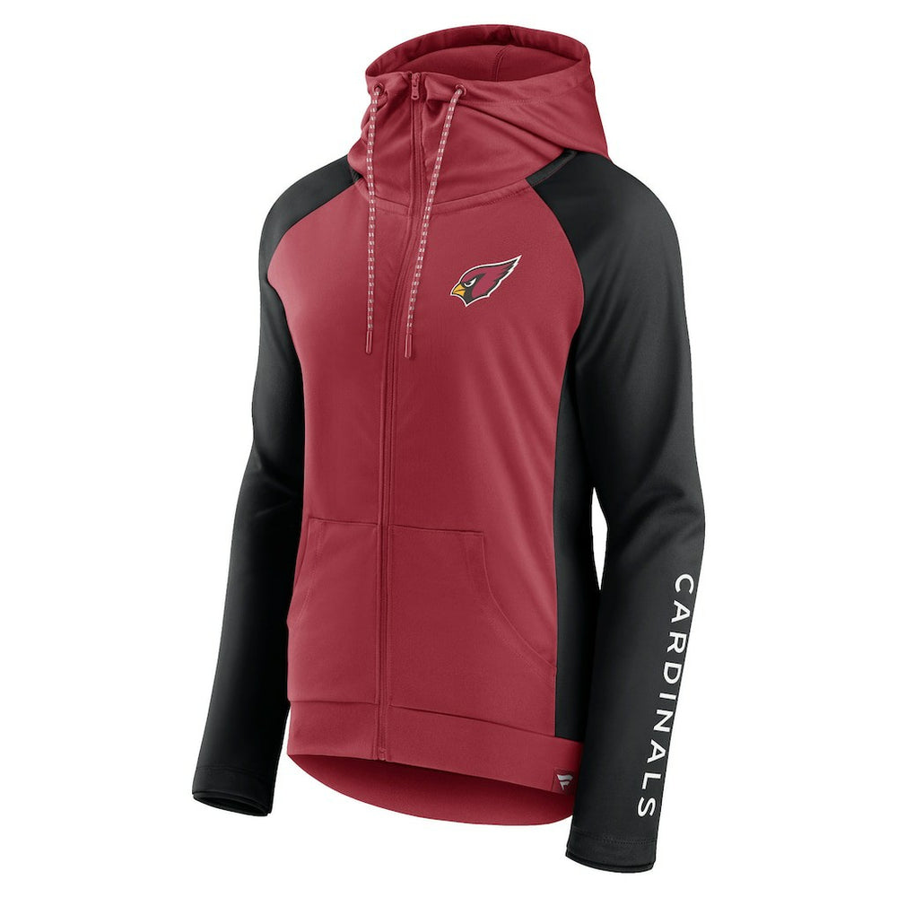 Arizona Cardinals Women's End Around Lightweight Raglan Full-Zip Hoodie Jacket - Cardinal/Black Hoodies