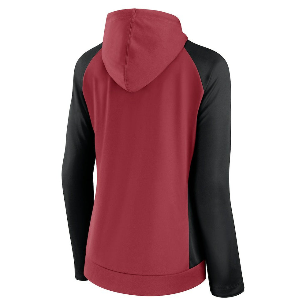 Arizona Cardinals Women's End Around Lightweight Raglan Full-Zip Hoodie Jacket - Cardinal/Black Hoodies