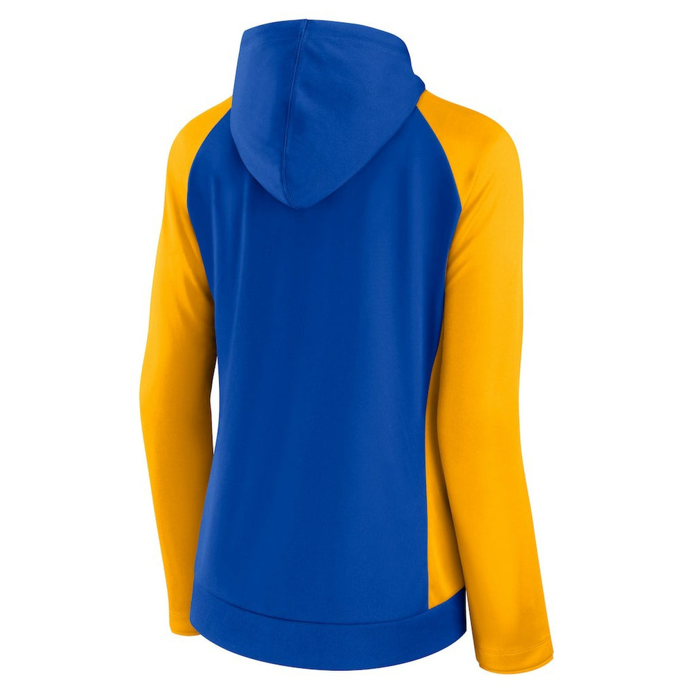 Los Angeles Rams Women's End Around Lightweight Raglan Full-Zip Hoodie Jacket - Royal/Gold Hoodies