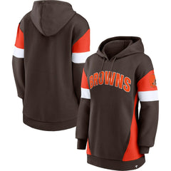 Cleveland Browns Women's Lock It Down Pullover Hoodie - Brown/Orange Hoodies
