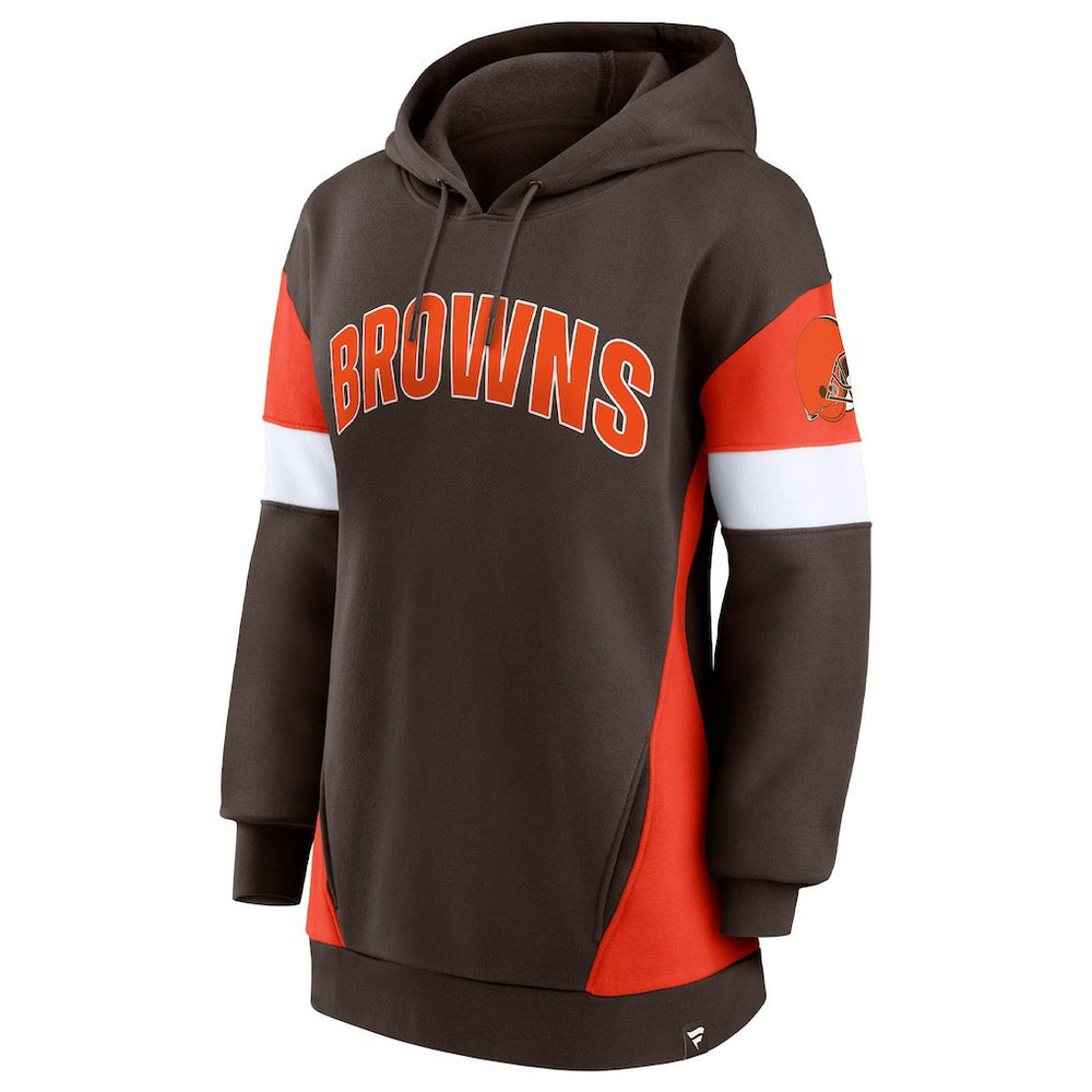 Cleveland Browns Women's Lock It Down Pullover Hoodie - Brown/Orange Hoodies