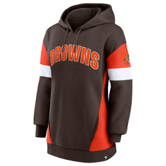 Cleveland Browns Women's Lock It Down Pullover Hoodie - Brown/Orange Hoodies