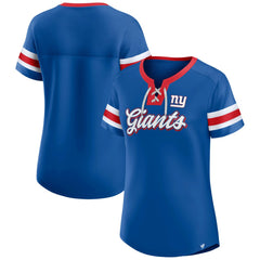 New York Giants Women's Original State Lace-Up T-Shirt - Royal T-shirts