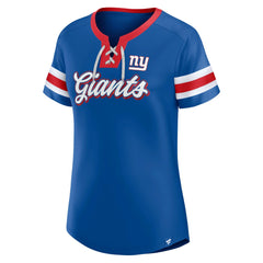 New York Giants Women's Original State Lace-Up T-Shirt - Royal T-shirts