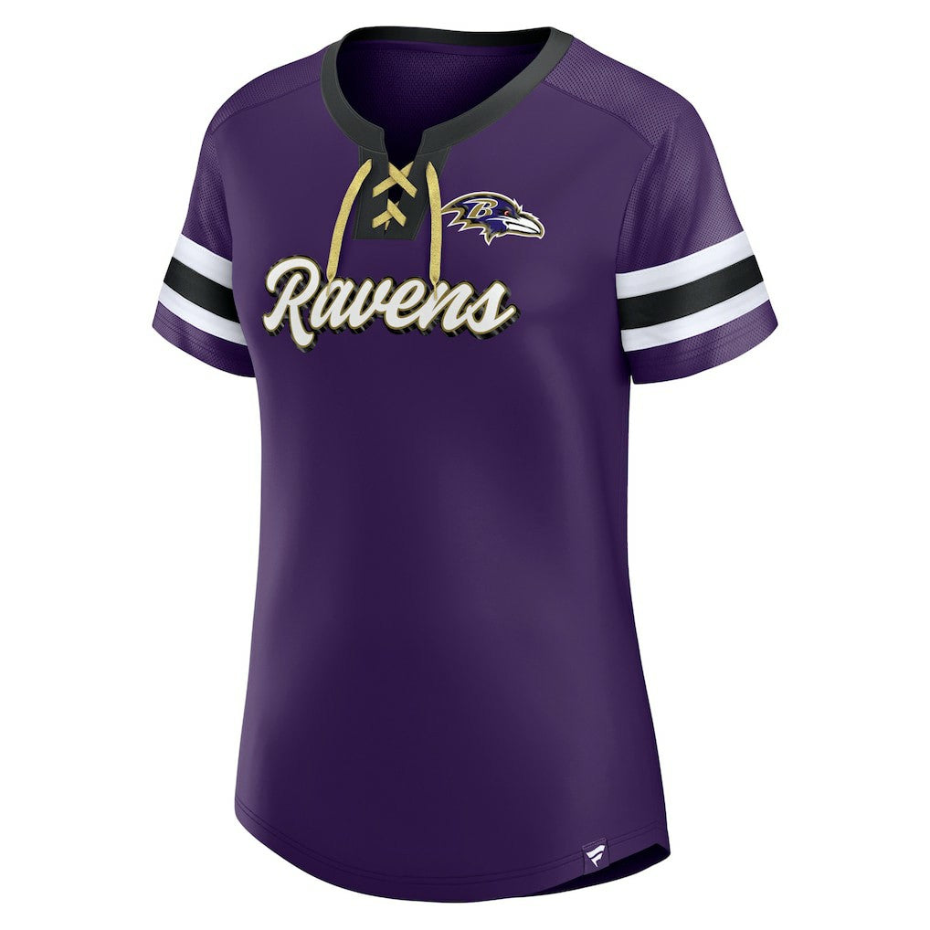 Baltimore Ravens Women's Original State Lace-Up T-Shirt - Purple T-shirts