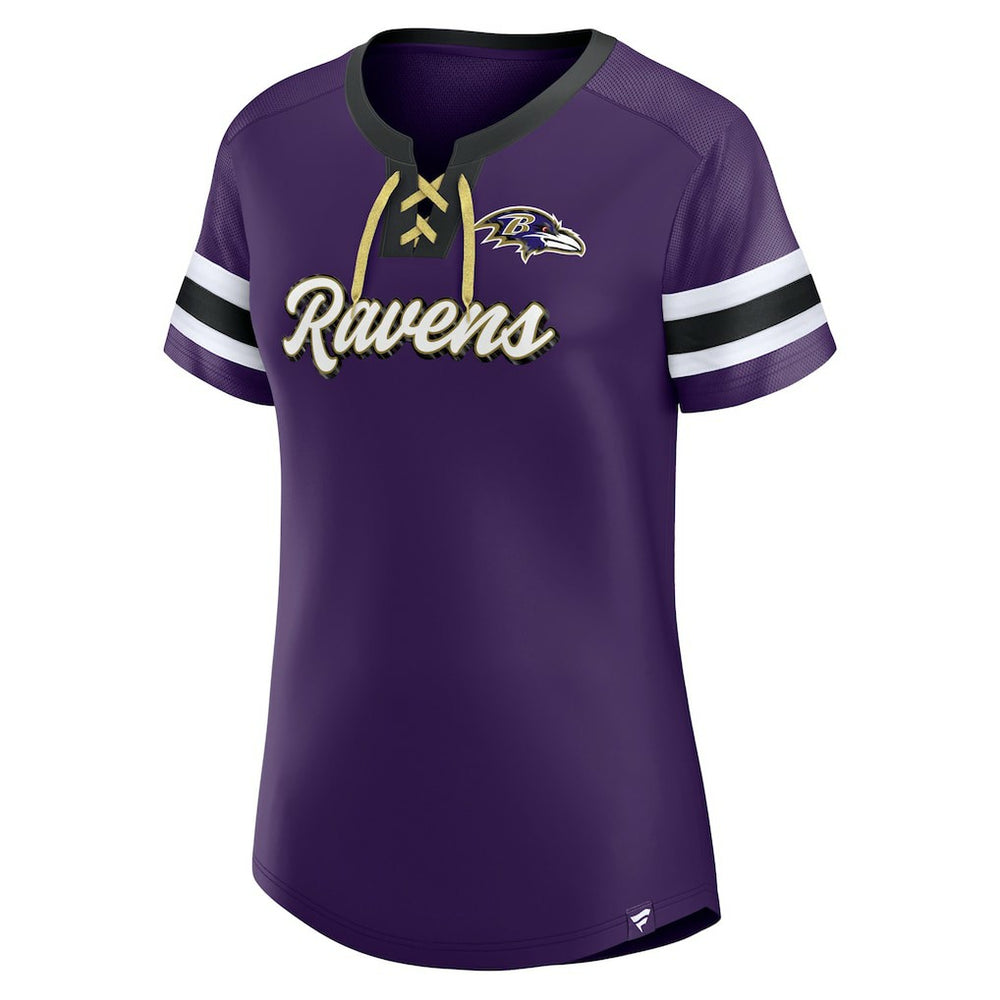 Baltimore Ravens Women's Original State Lace-Up T-Shirt - Purple T-shirts