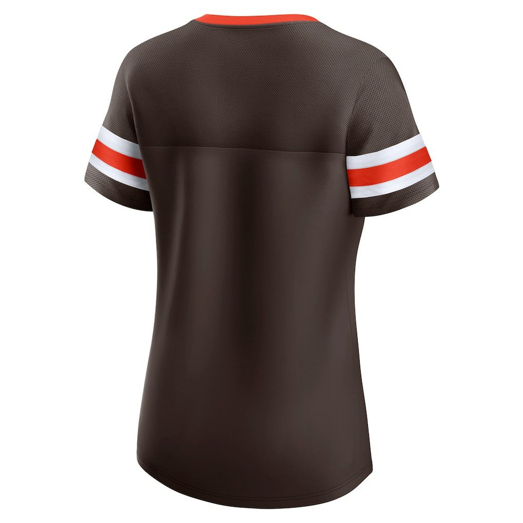 Cleveland Browns Women's Original State Lace-Up T-Shirt - Brown T-shirts