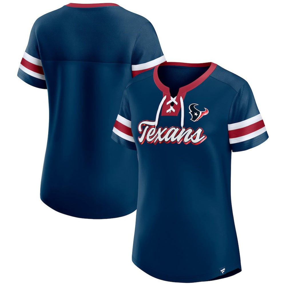 Houston Texans Women's Original State Lace-Up T-Shirt - Navy T-shirts