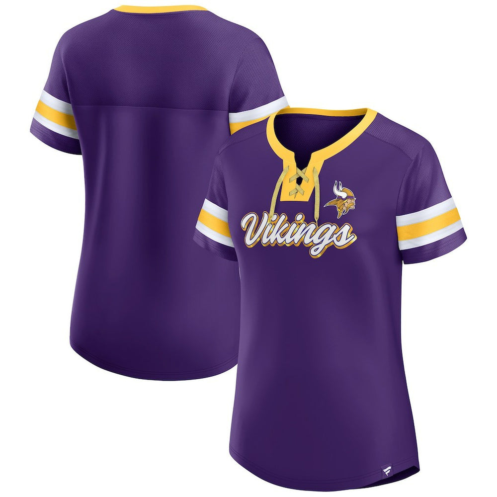 Minnesota Vikings Women's Original State Lace-Up T-Shirt - Purple T-shirts