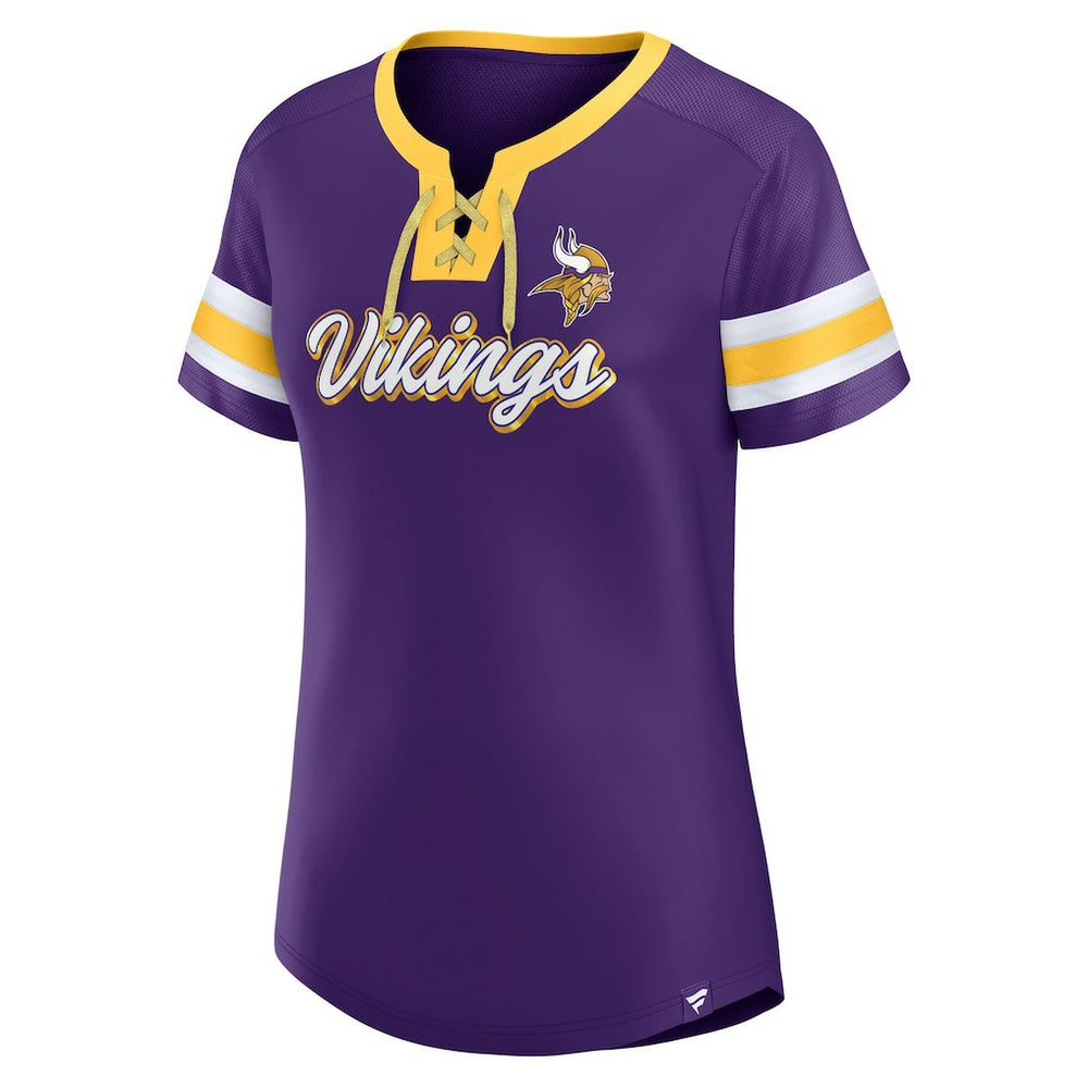 Minnesota Vikings Women's Original State Lace-Up T-Shirt - Purple T-shirts