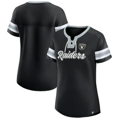 Las Vegas Raiders Women's Original State Lace-Up T-Shirt - Black T-shirts