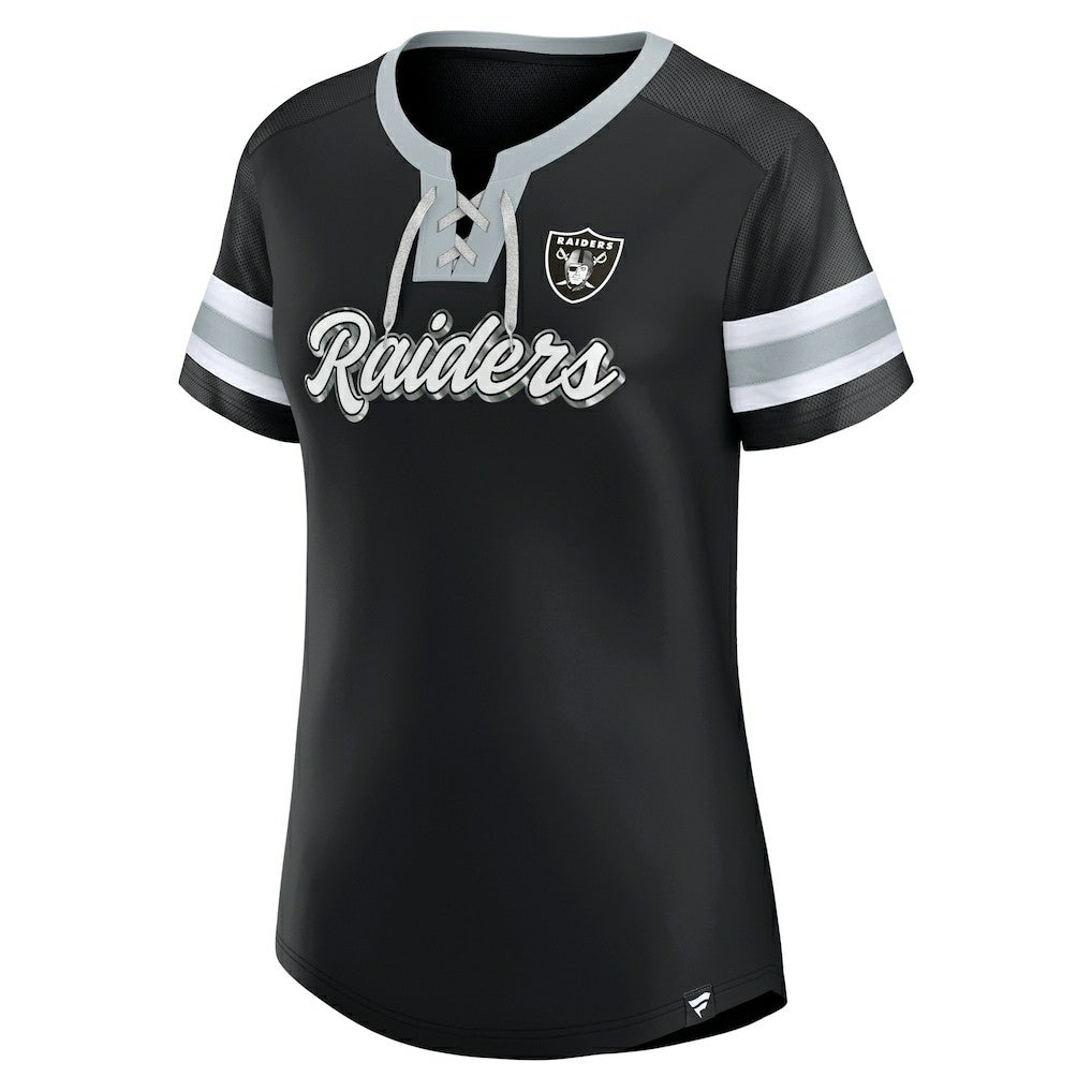 Las Vegas Raiders Women's Original State Lace-Up T-Shirt - Black T-shirts