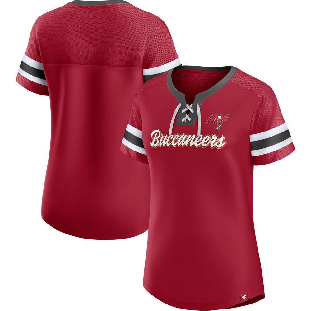 Tampa Bay Buccaneers Women's Original State Lace-Up T-Shirt - Red T-shirts