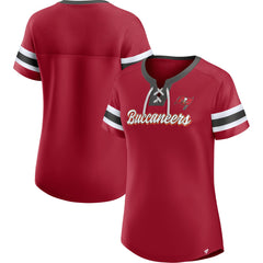 Tampa Bay Buccaneers Women's Original State Lace-Up T-Shirt - Red T-shirts