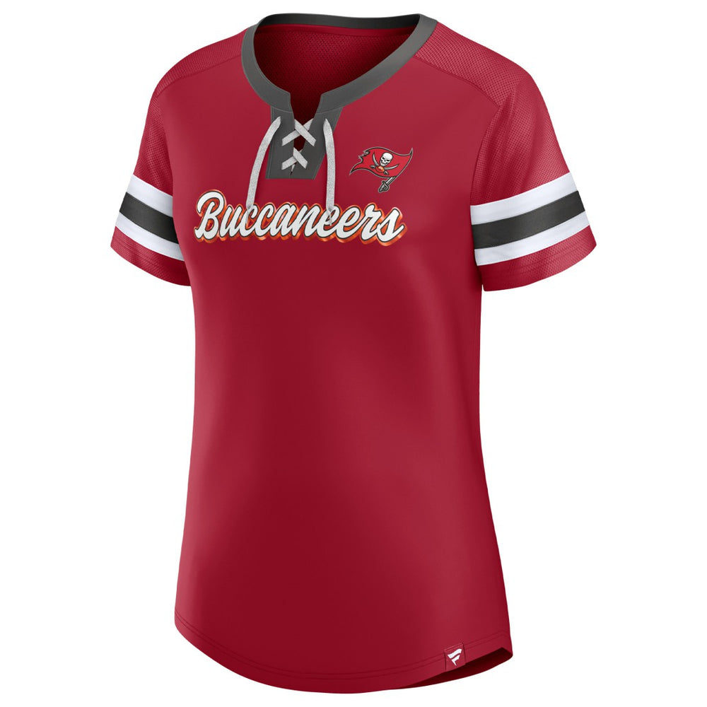 Tampa Bay Buccaneers Women's Original State Lace-Up T-Shirt - Red T-shirts