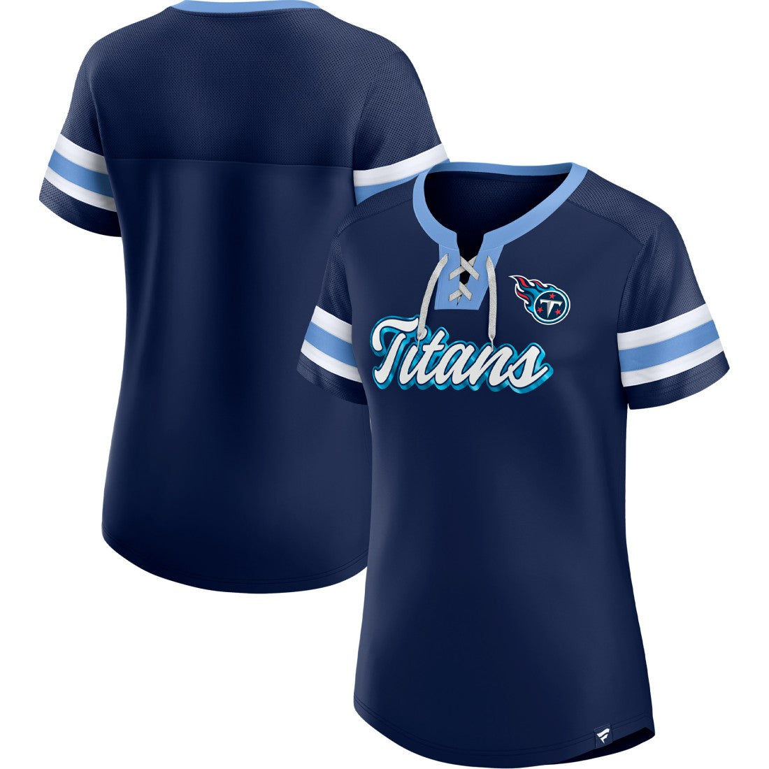 Tennessee Titans Women's Original State Lace-Up T-Shirt - Navy T-shirts