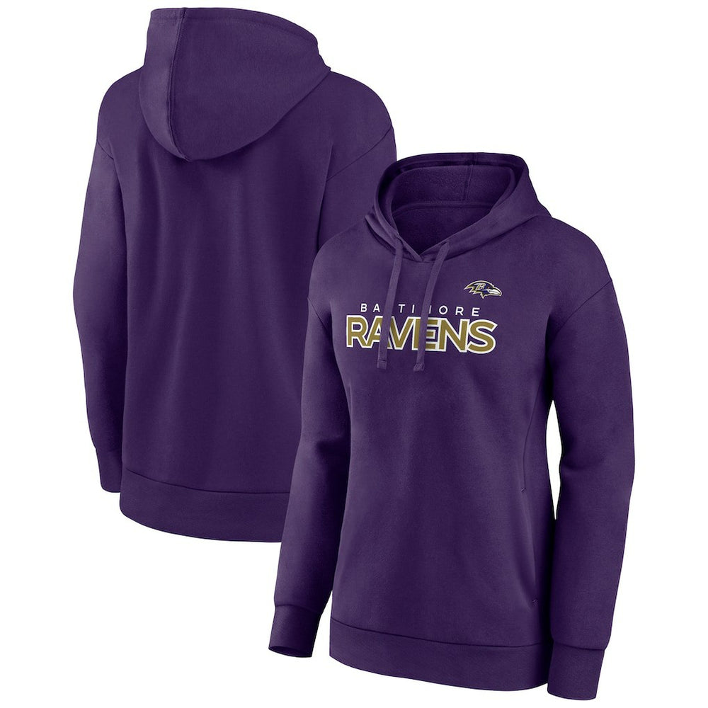 Baltimore Ravens Women's Iconic Cotton Fleece Checklist Pullover Hoodie - Purple Hoodies