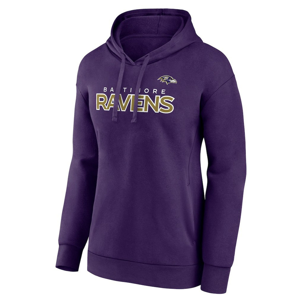 Baltimore Ravens Women's Iconic Cotton Fleece Checklist Pullover Hoodie - Purple Hoodies