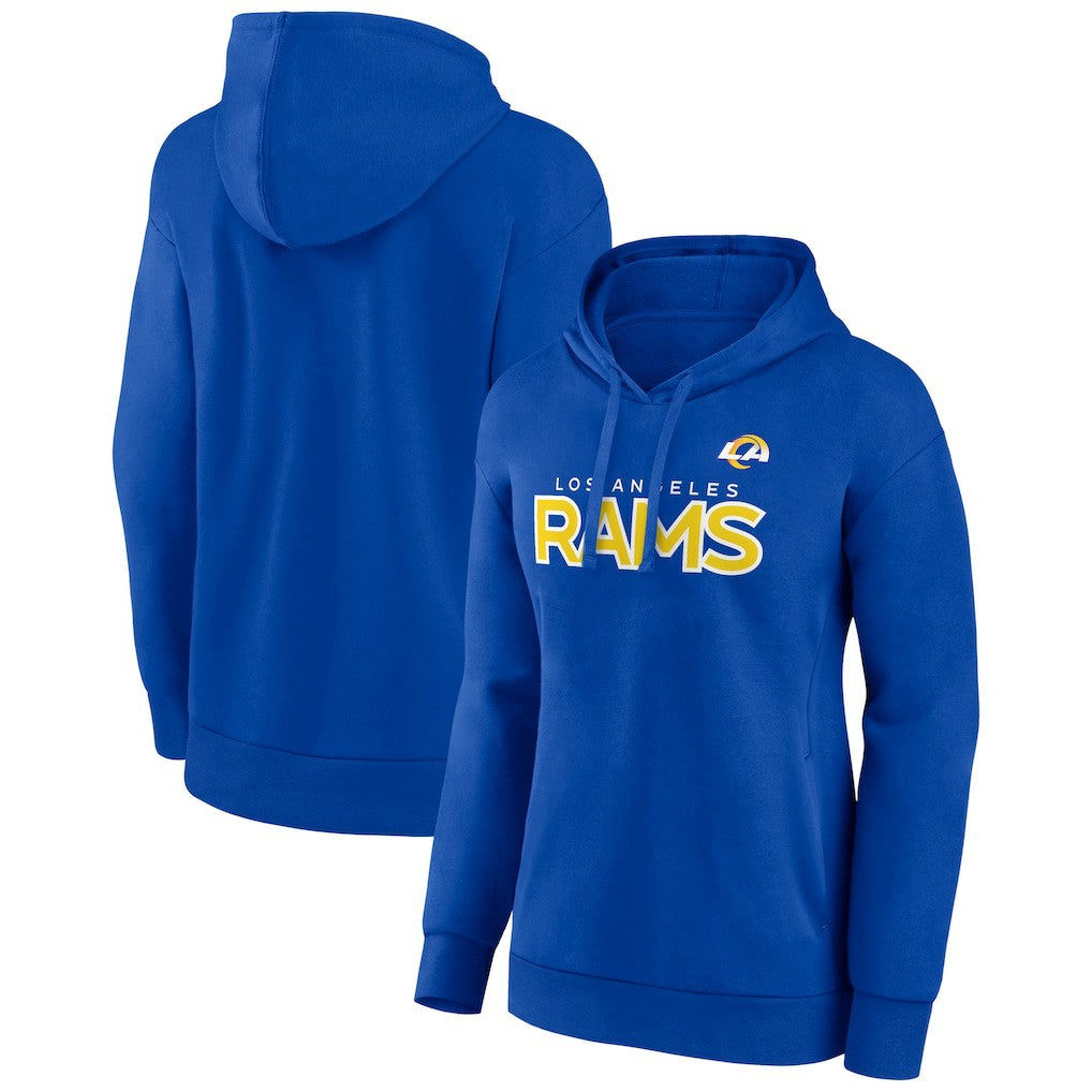 Los Angeles Rams Women's Iconic Cotton Fleece Checklist Pullover Hoodie - Royal Hoodies