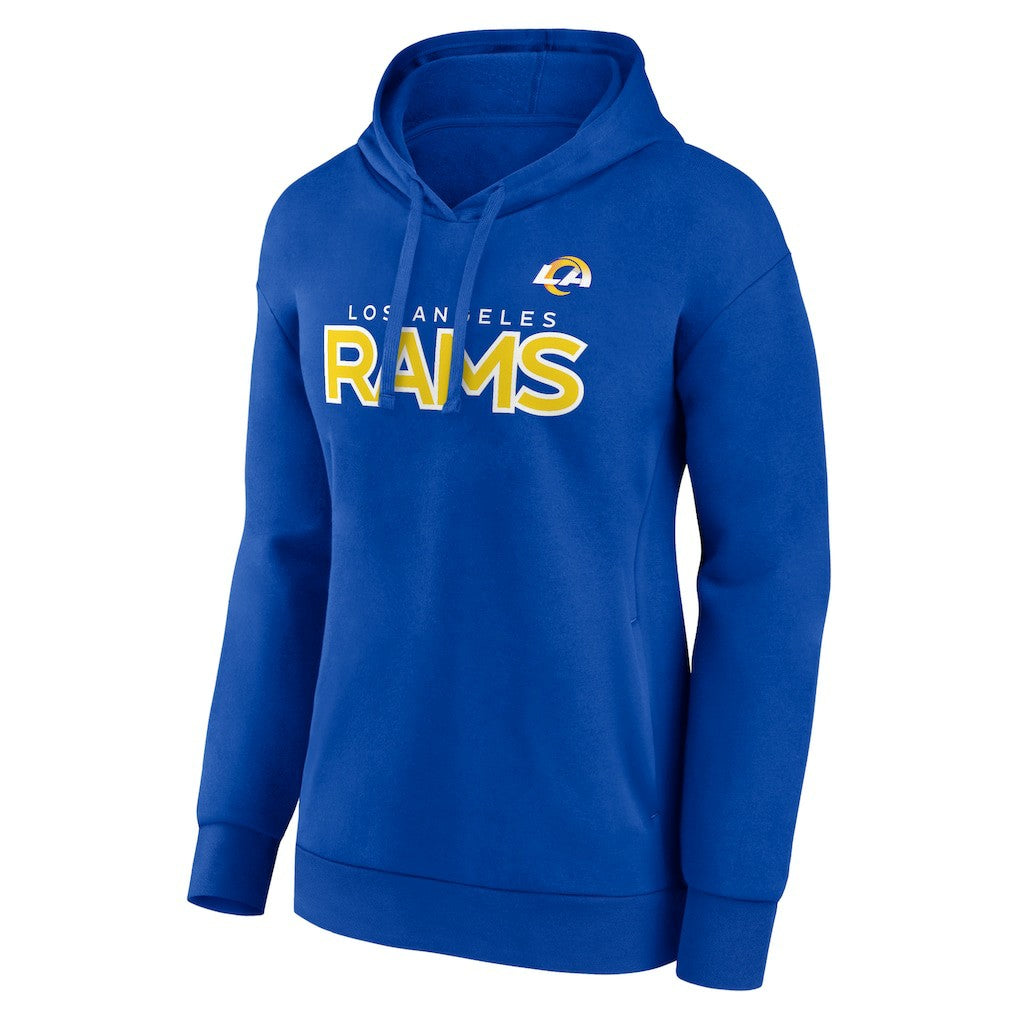 Los Angeles Rams Women's Iconic Cotton Fleece Checklist Pullover Hoodie - Royal Hoodies