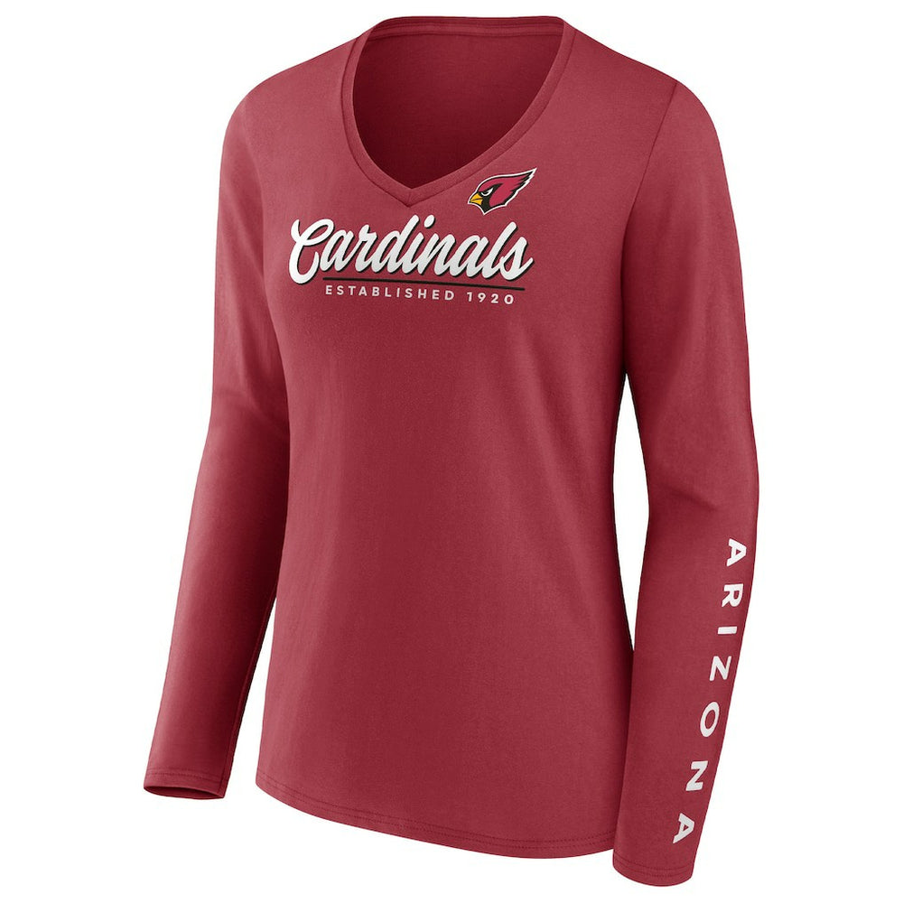 Arizona Cardinals Women's Drive Forward V-Neck Long Sleeve T-Shirt - Cardinal T-shirts
