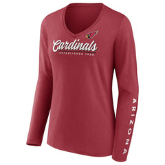 Arizona Cardinals Women's Drive Forward V-Neck Long Sleeve T-Shirt - Cardinal T-shirts