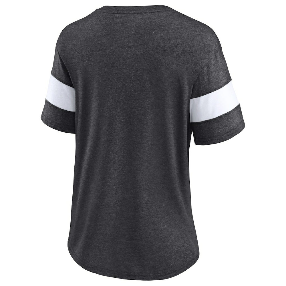 New Orleans Saints Women's Distressed Team Tri-Blend V-Neck T-Shirt - Heathered Charcoal/White T-shirts