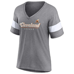 Cleveland Browns Women's Give It All Half-Sleeve Tri-Blend V-Neck T-Shirt - Heather Gray T-shirts