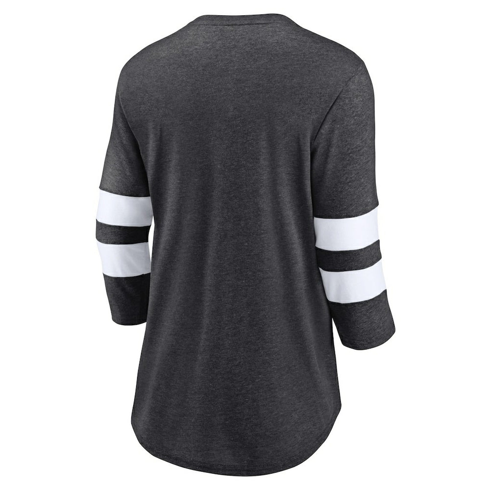 Las Vegas Raiders Women's Primary Logo 3/4 Sleeve Scoop Neck T-Shirt - Heathered Charcoal T-shirts