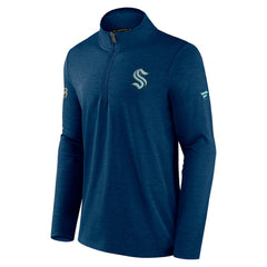 Seattle Kraken Fanatics Authentic Pro Rink Quartet-Zip Jacket - Heather Deep Sea Blue | US 4501543