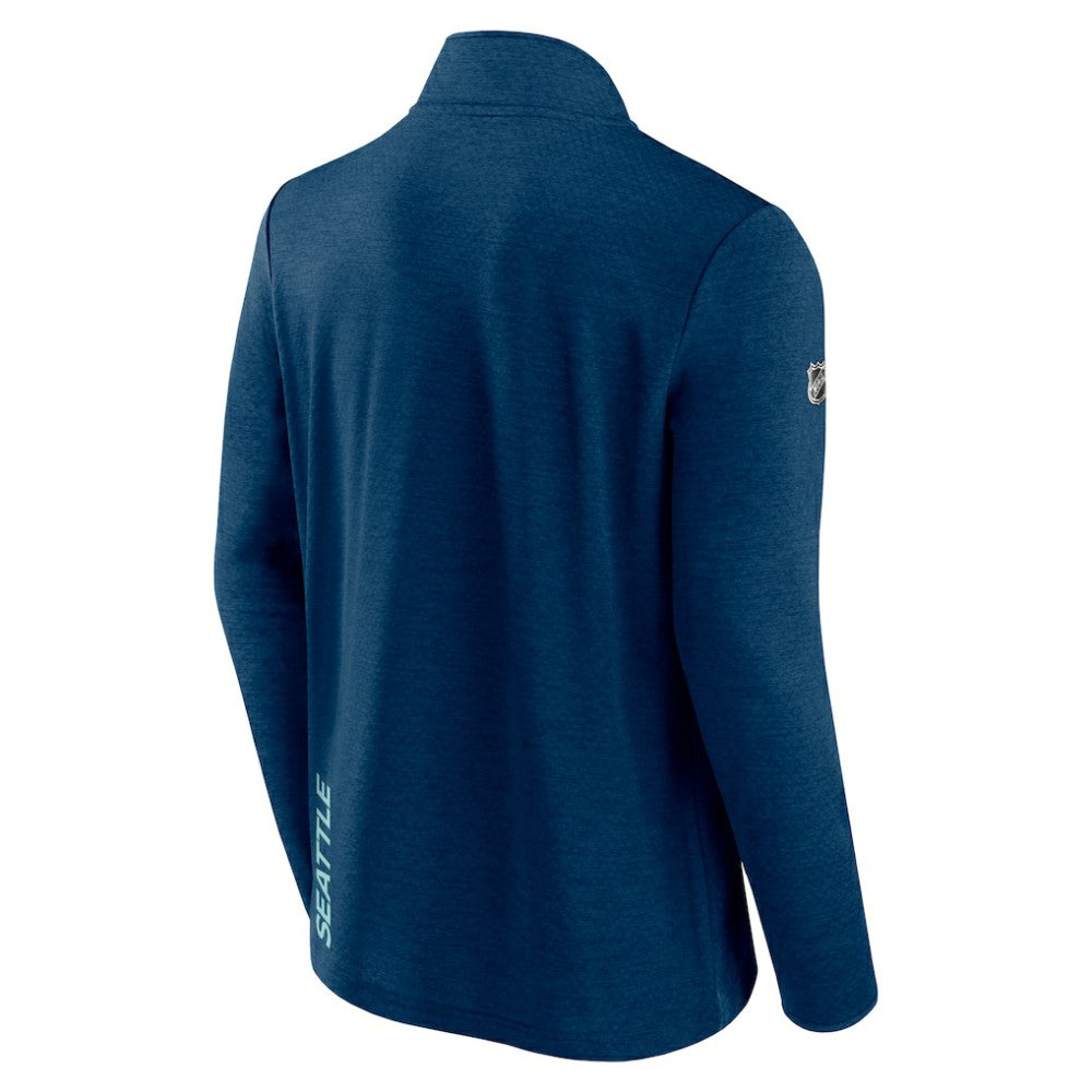 Seattle Kraken Fanatics Authentic Pro Rink Quartet-Zip Jacket - Heather Deep Sea Blue | US 4501543