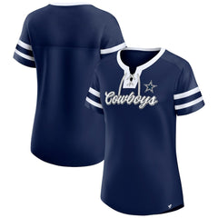 Dallas Cowboys Women's Original State Lace-Up T-Shirt - Navy T-shirts