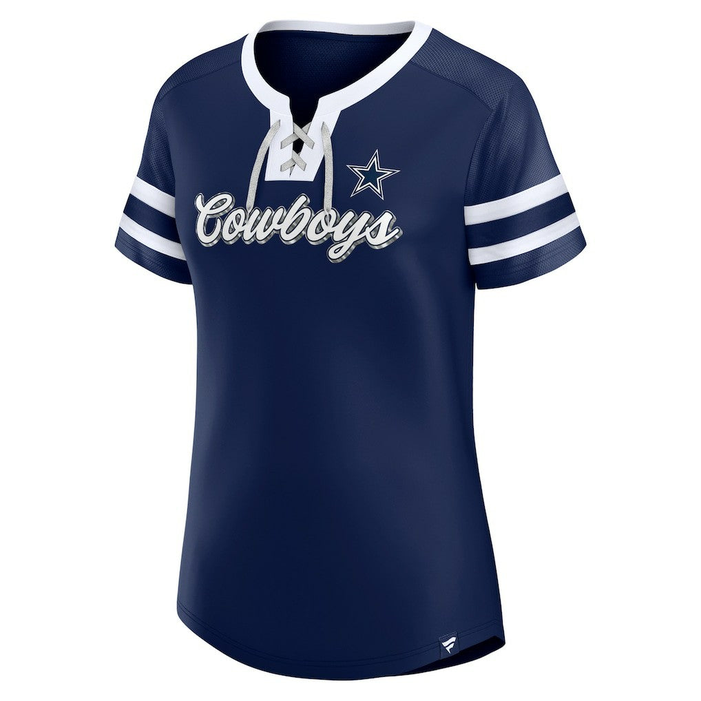 Dallas Cowboys Women's Original State Lace-Up T-Shirt - Navy T-shirts