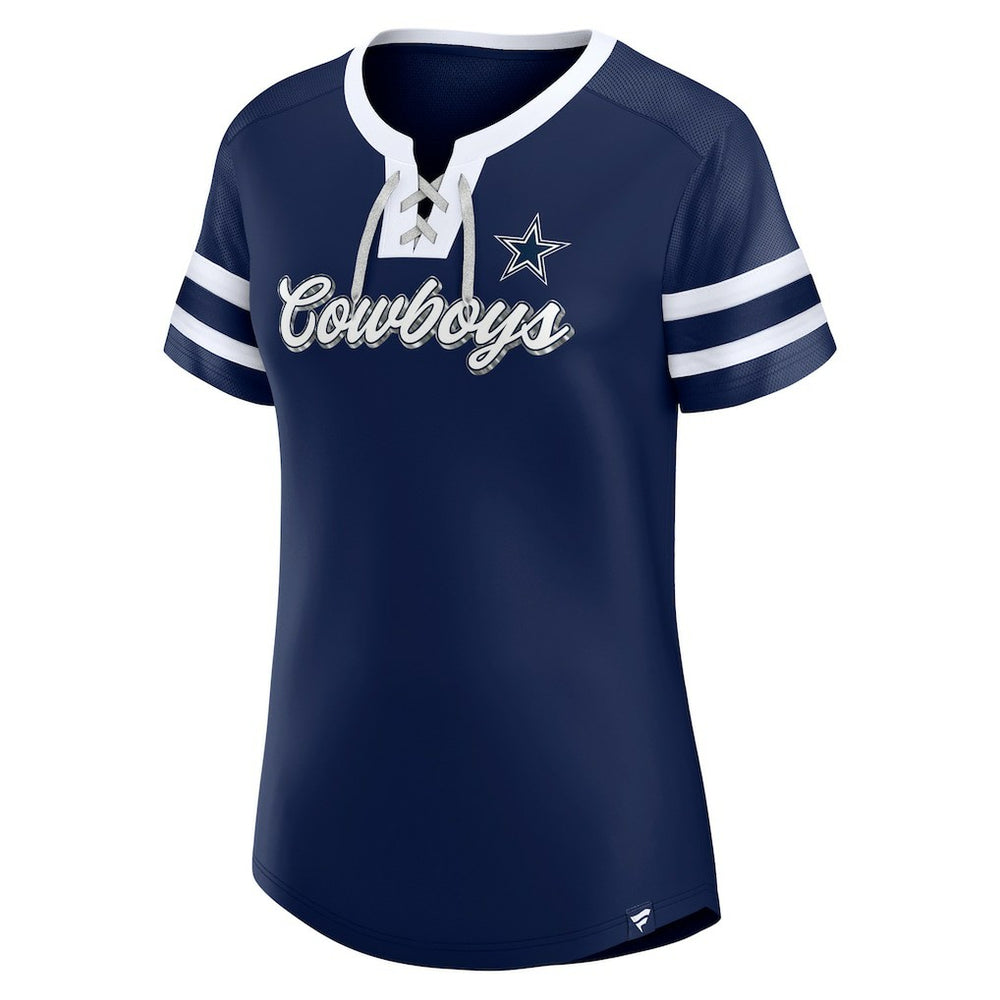 Dallas Cowboys Women's Original State Lace-Up T-Shirt - Navy T-shirts