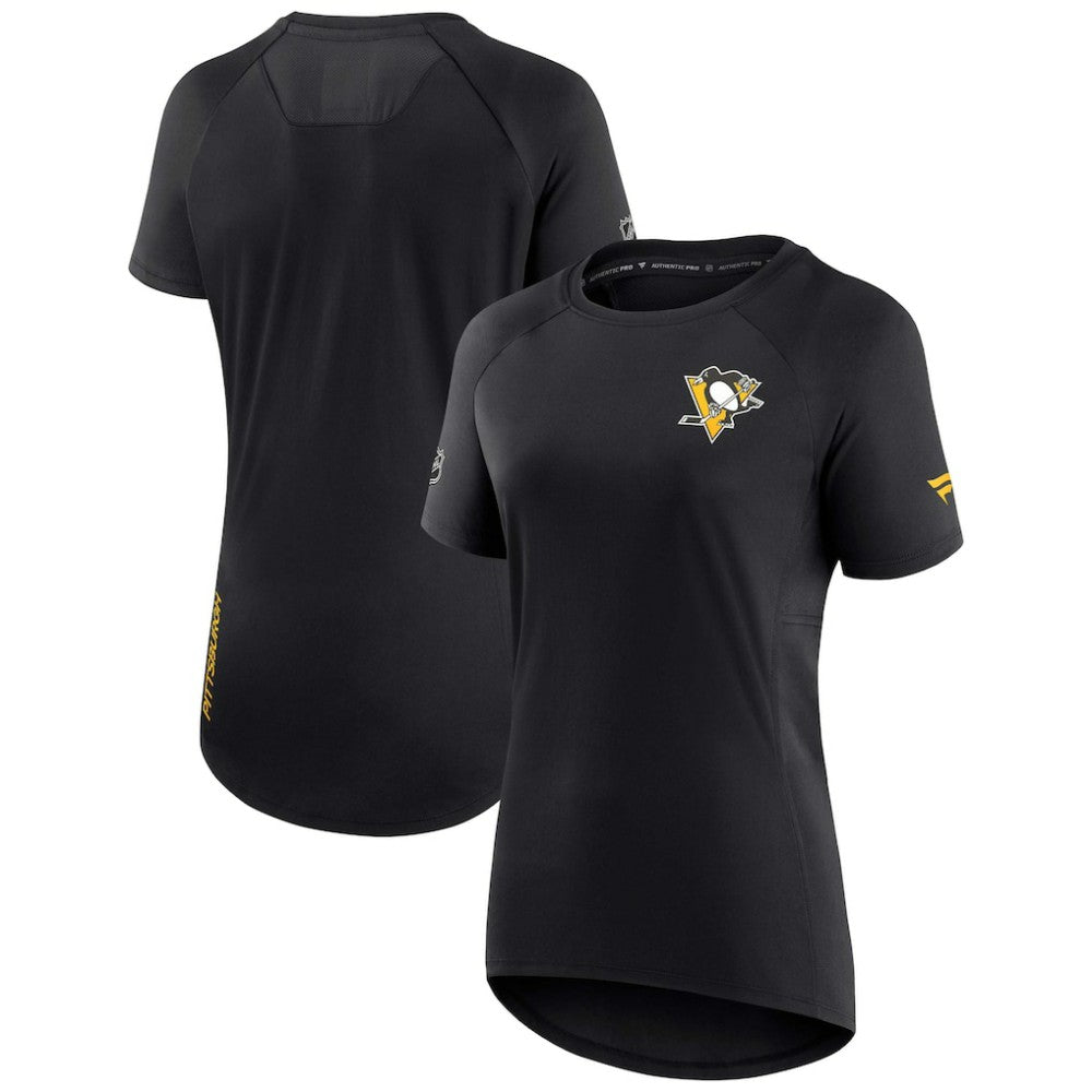 Pittsburgh Penguins Fanatics Women's Authentic Pro Rink Raglan Tech T-Shirt - Black | US 4502298