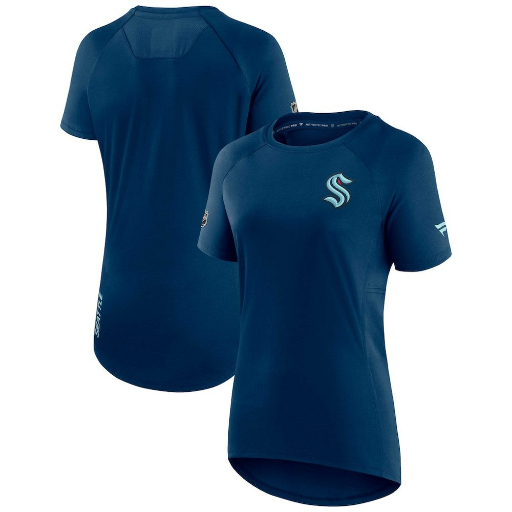 Seattle Kraken Fanatics Women's Authentic Pro Rink Raglan Tech T-Shirt - Deep Sea Blue | US 4502313