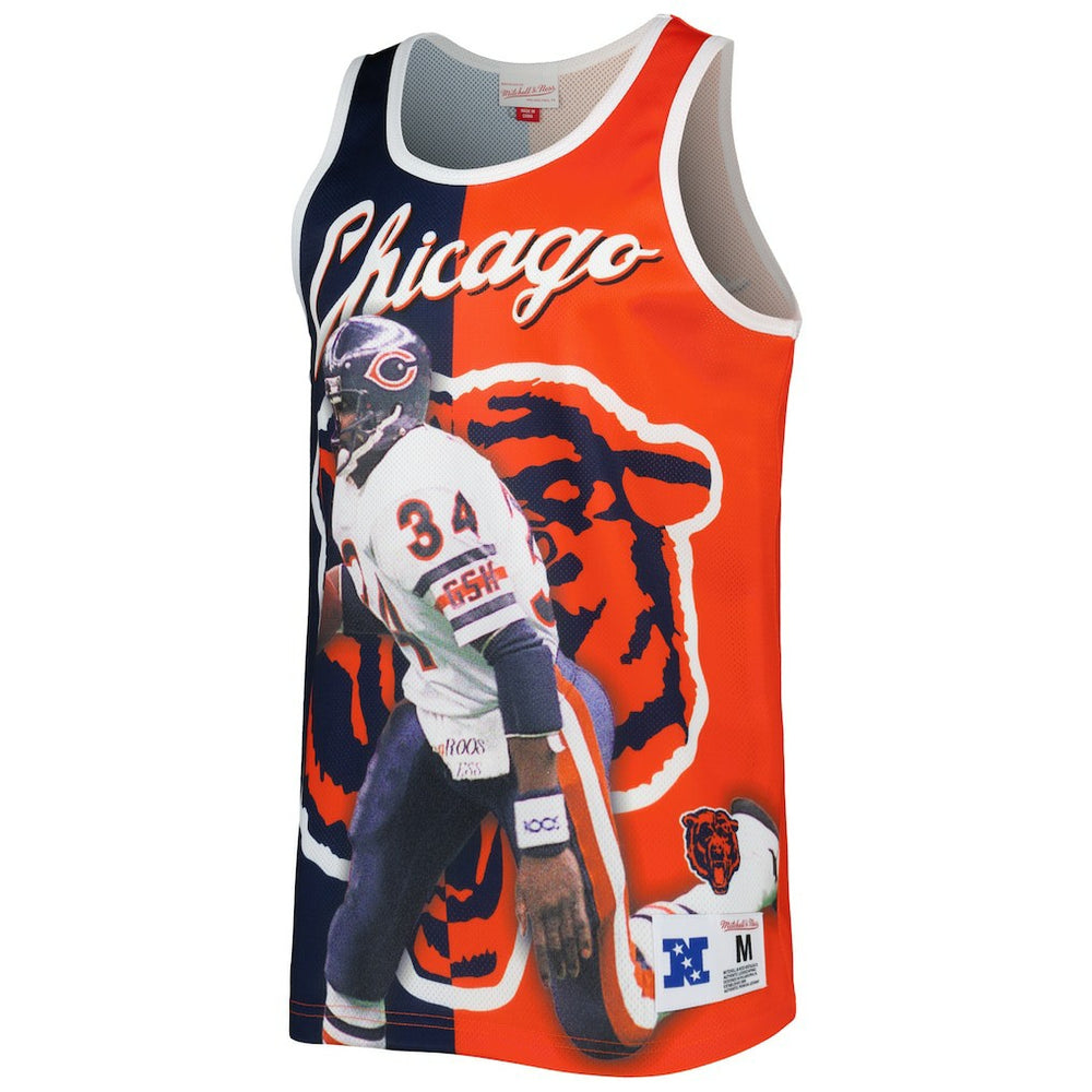 Walter Payton Chicago Bears Retired Player Graphic Tank Top - Navy/Orange Tops