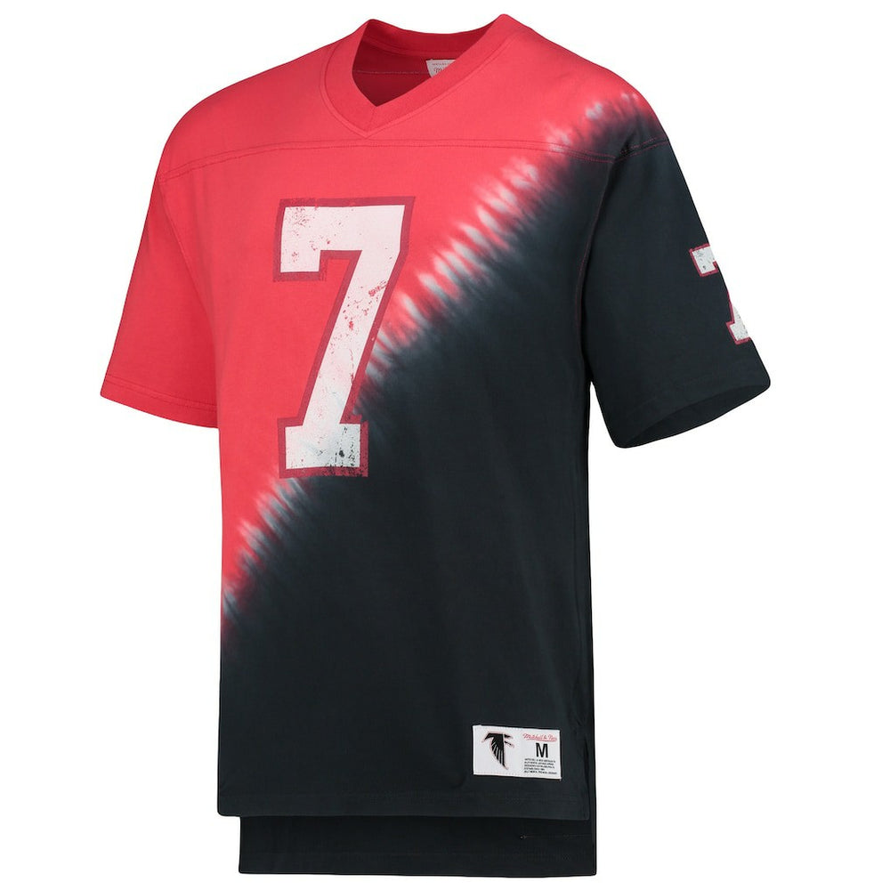 Michael Vick Atlanta Falcons Retired Player Name & Number Diagonal Tie-Dye V-Neck T-Shirt - Black/Red T-shirts