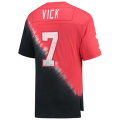Michael Vick Atlanta Falcons Retired Player Name & Number Diagonal Tie-Dye V-Neck T-Shirt - Black/Red T-shirts